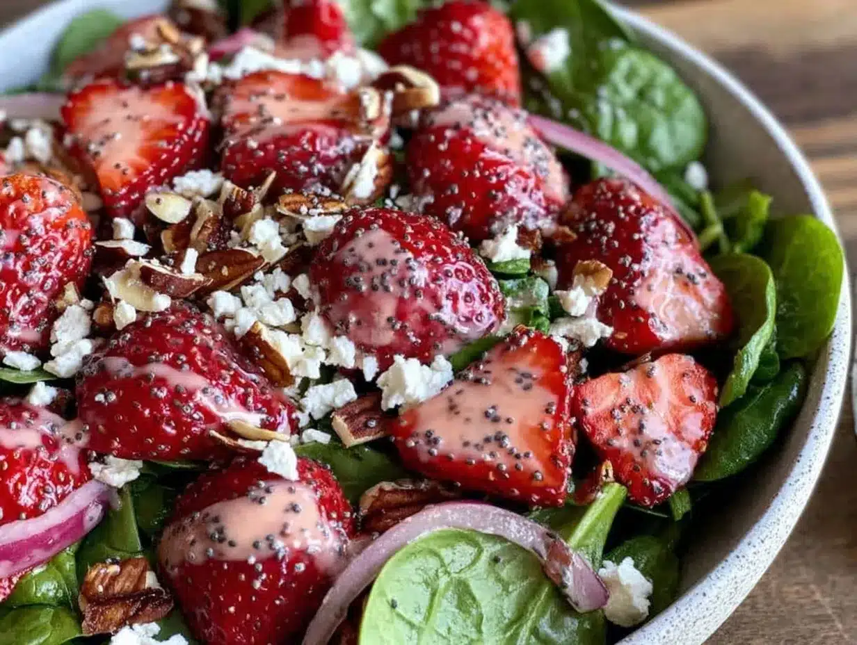 fresh strawberry spinach salad preparation steps