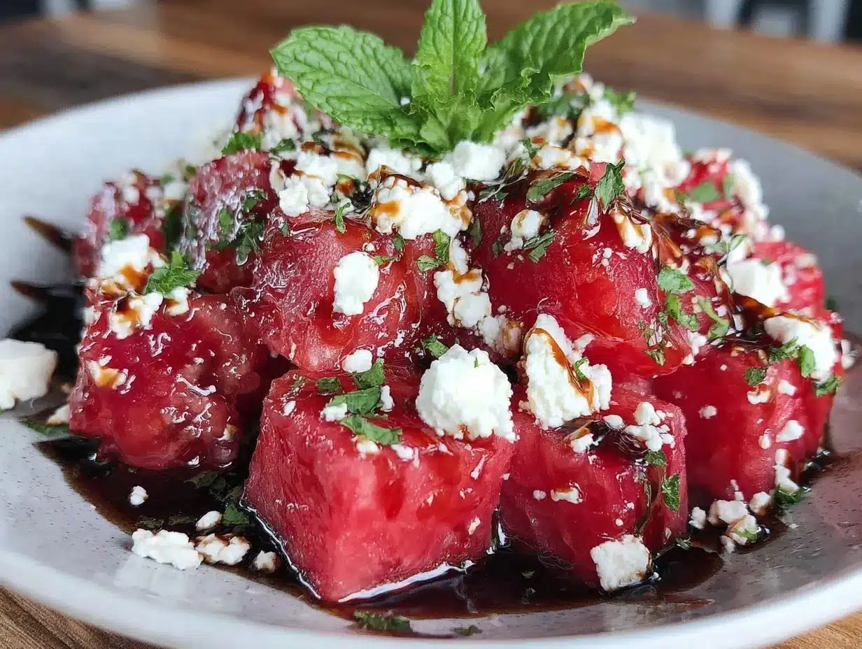 fresh watermelon feta salad preparation steps