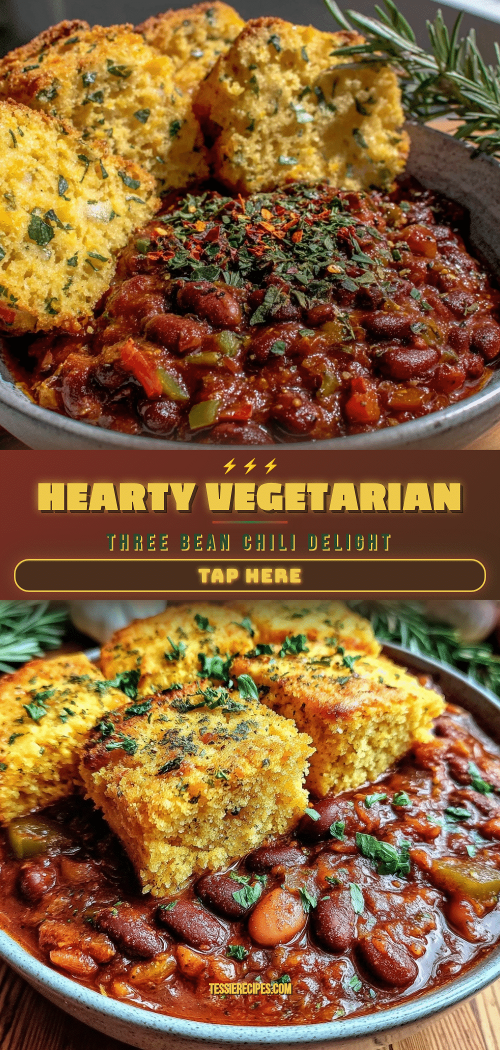hearty vegetarian three bean chili recipe