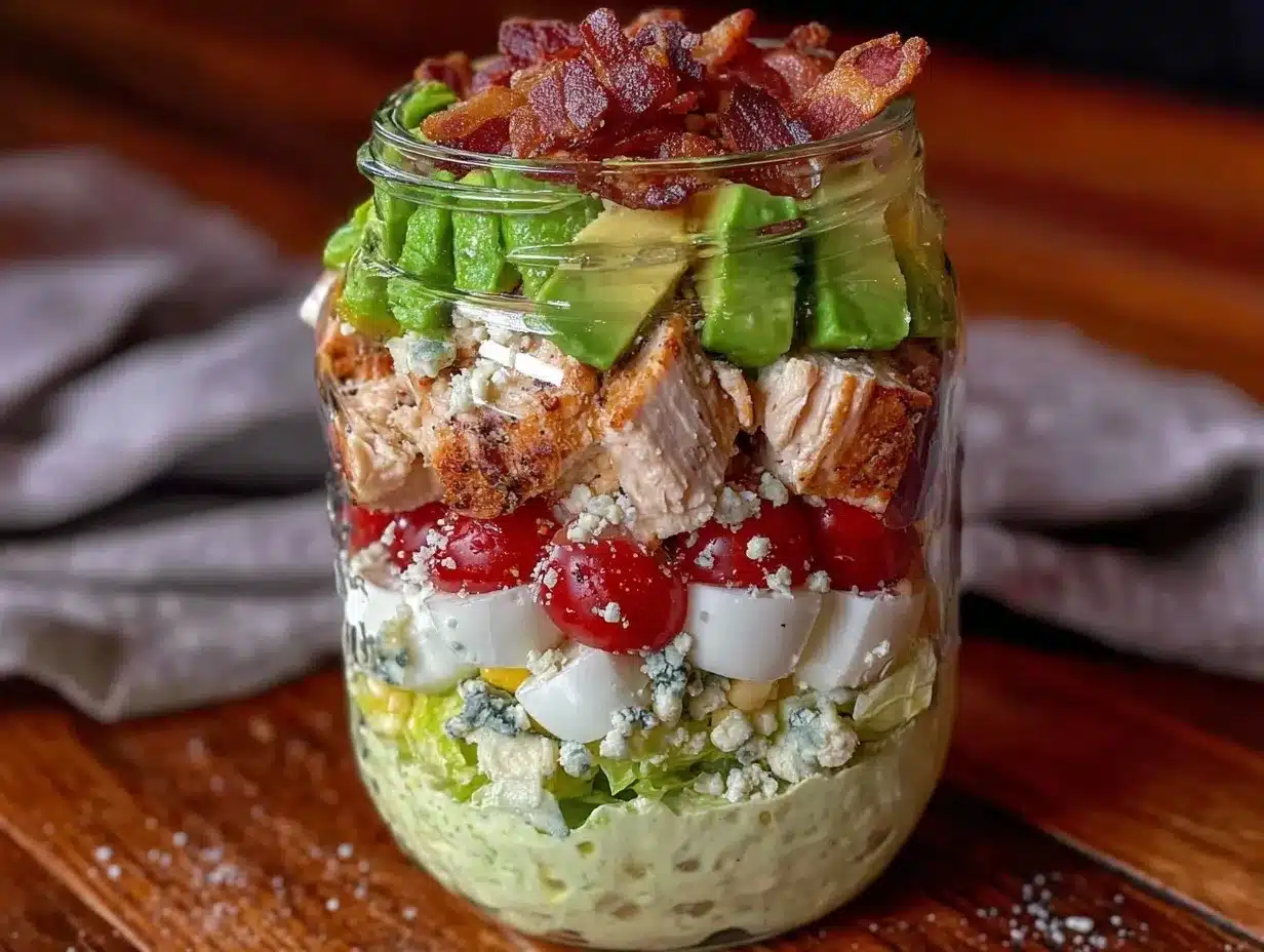 Mason Jar Cobb Salad preparation steps