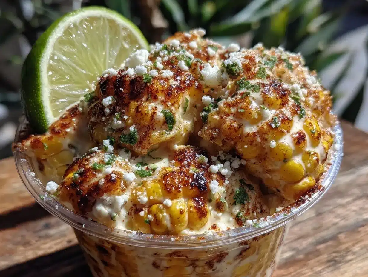 mexican elote corn in a cup preparation steps