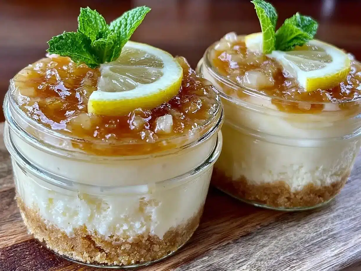mini lemon cheesecakes in mason jars preparation steps