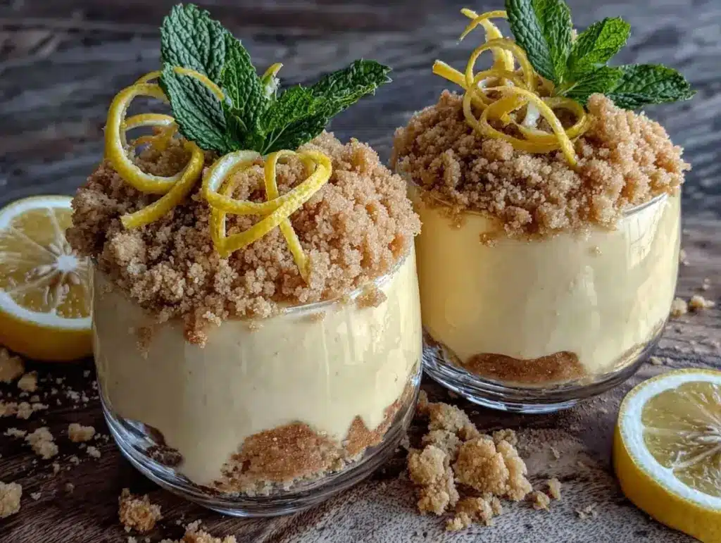 no bake lemon mousse cups - featured image