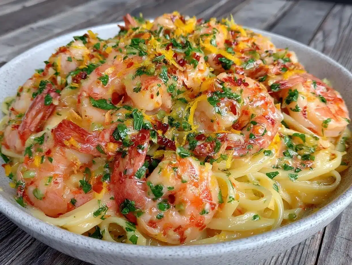 one-pot lemon garlic shrimp pasta preparation steps
