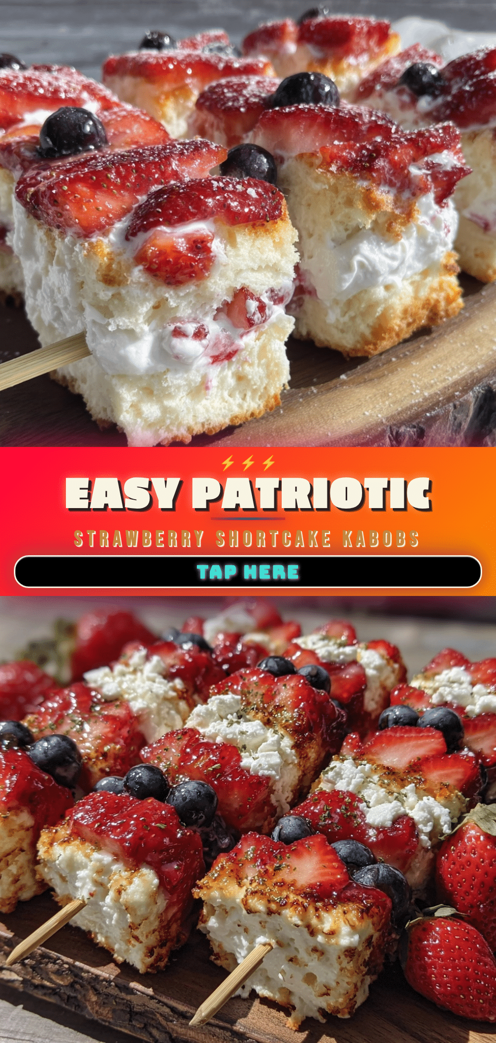 patriotic strawberry shortcake kabobs recipe