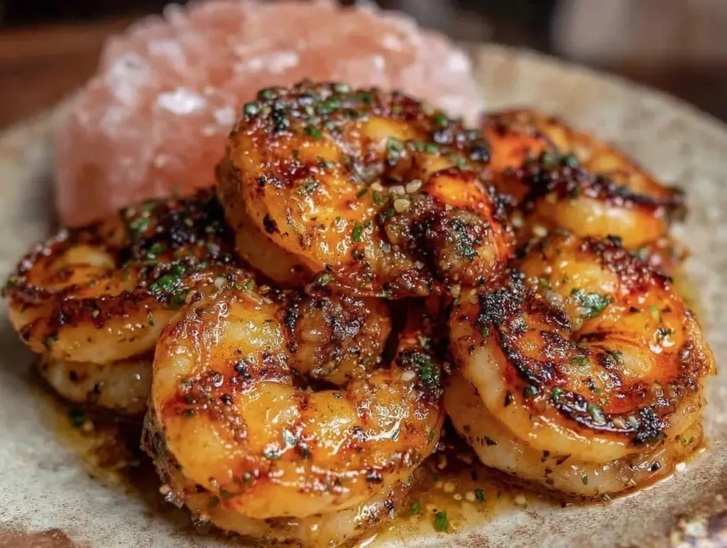 pink Himalayan salt block grilled shrimp - featured image