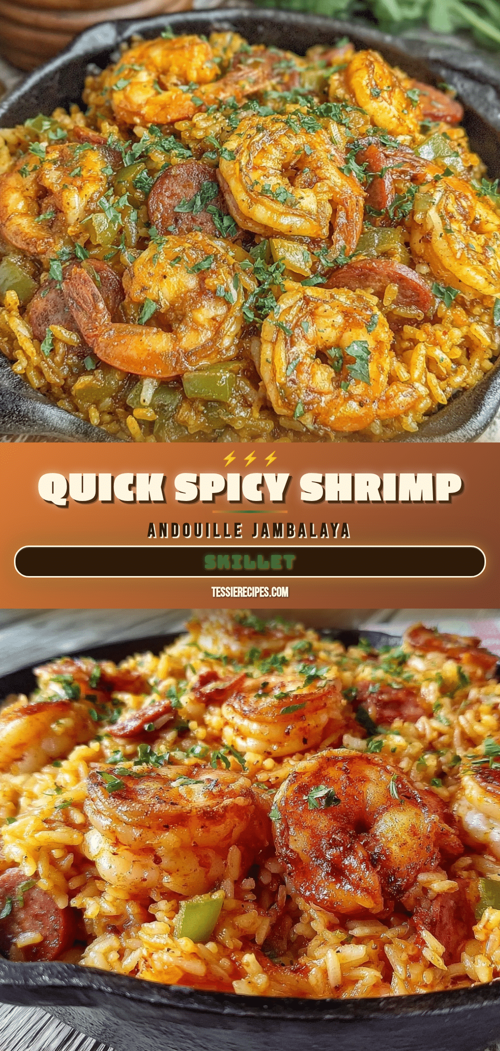 quick spicy shrimp and andouille jambalaya skillet recipe