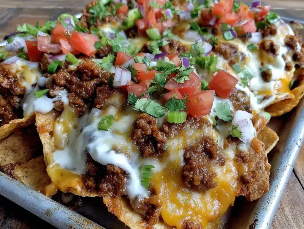 savory loaded sheet pan nachos - featured image