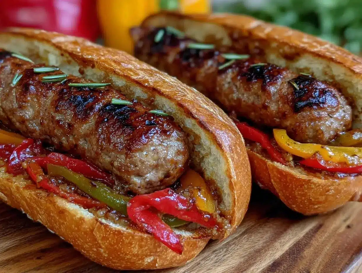 smoked sausage and pepper hoagies preparation steps