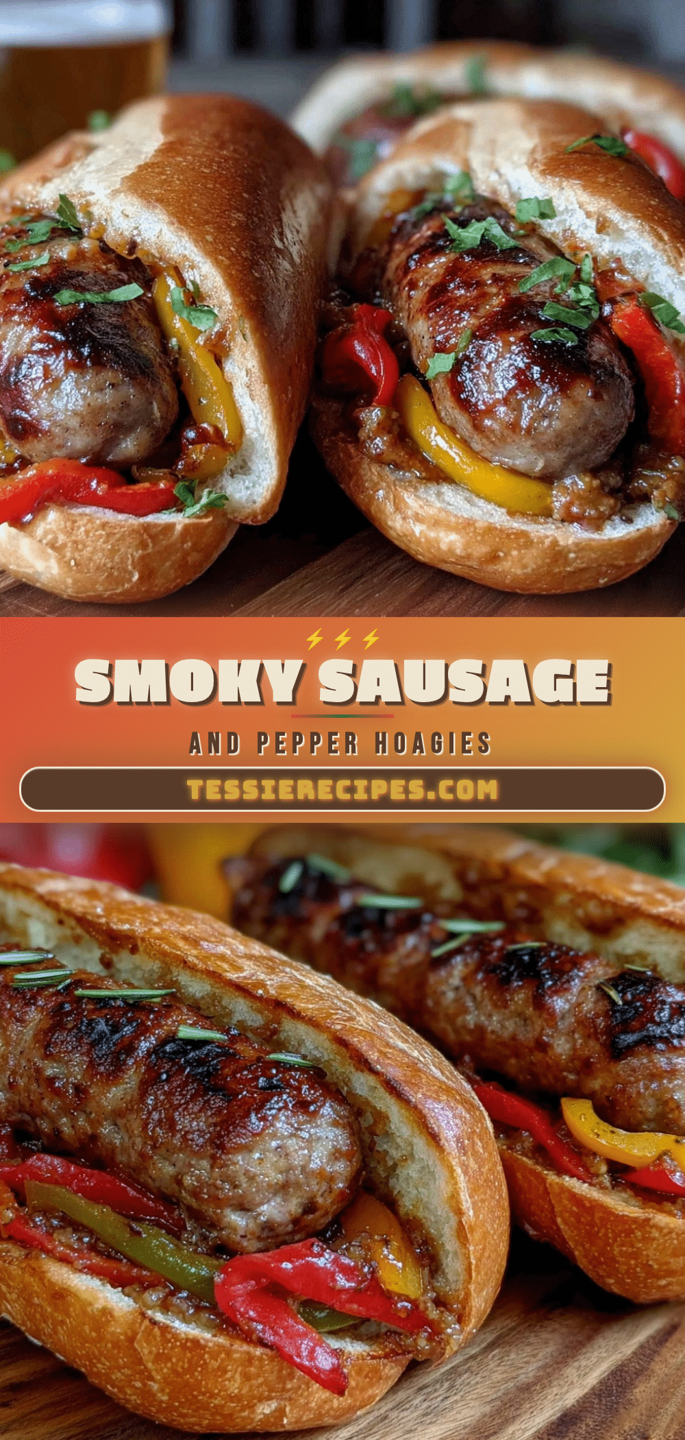 smoked sausage and pepper hoagies recipe