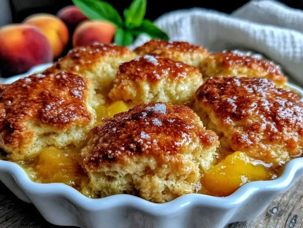 southern peach cobbler - featured image