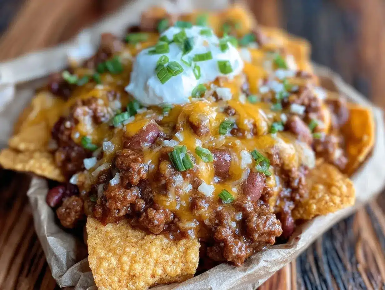 walking chili cheese frito pie in a bag preparation steps