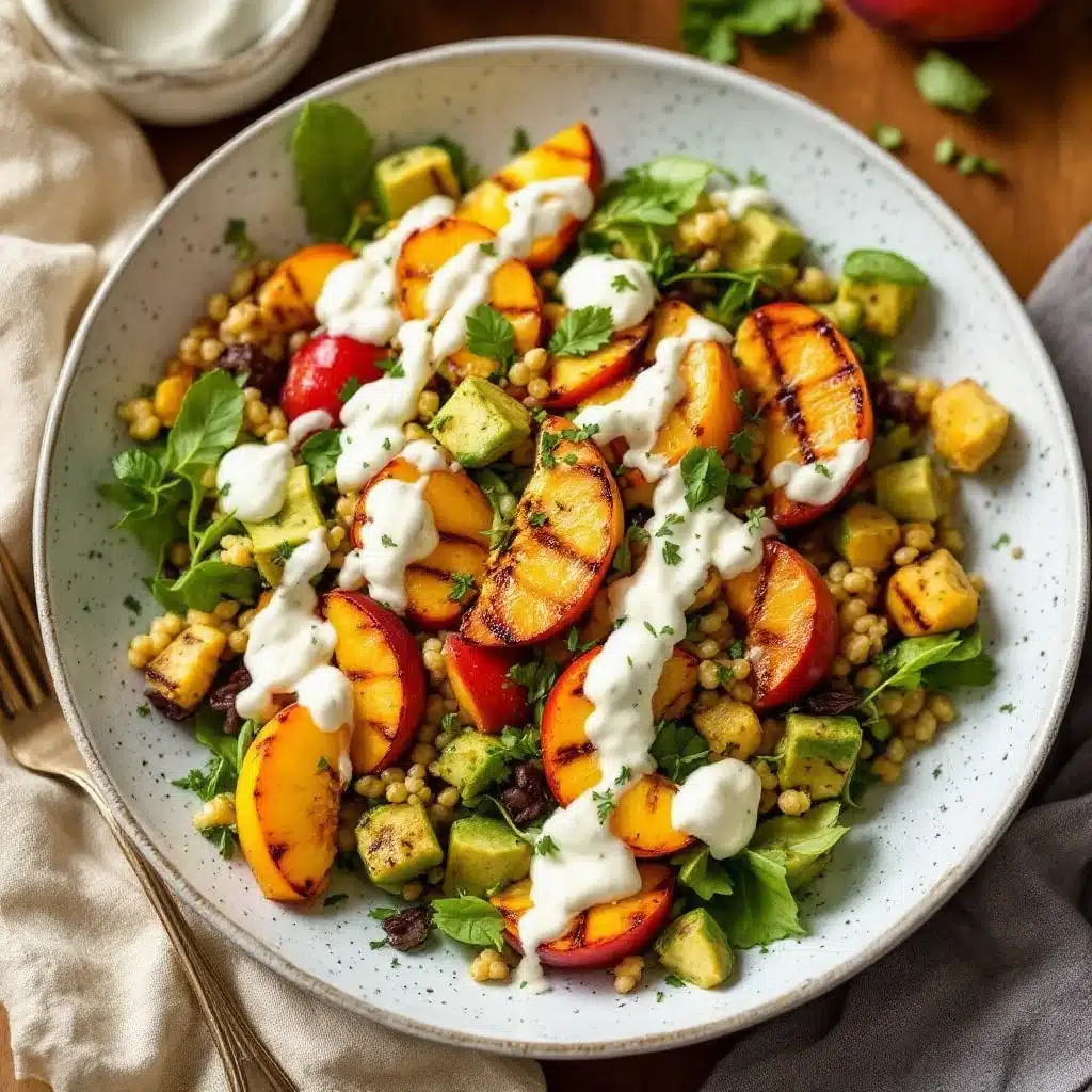 grilled peach burrata salad - featured image