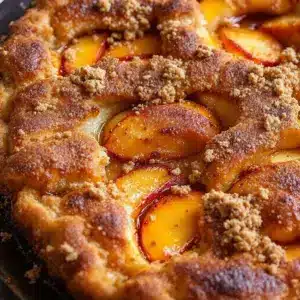 peach bourbon slab pie - featured image